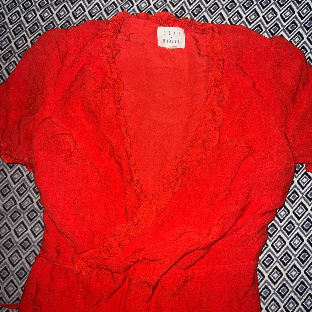 Orange Ruffled Wrap Dress